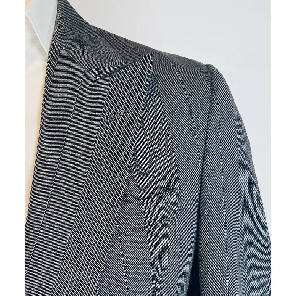 Vtg Christian Dior Le Connaisseur Blazer 41-42L Gray Double Breasted Power Note